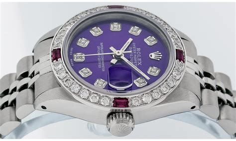 certified pre-owned rolex ladies stainless steel diamonds and rubies|Ladies Rolex Diamonds .